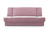 mb-moebel Sofa mit Schlaffunktion und Bettkasten, Kippsofa Klappsofa Schlafsofa Clic-Clack Couch für Wohnzimmer Federkern Sofagarnitur Polstersofa 92x192x85cm - CYPRUS (Rosa - Soro 61)
