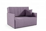 LIKMA Violett Kord 2 Sitzer Sofa mit Schlaffunktion Olita 117 cm Schlafcouch mit Kissen - Easy Clean Moderne Wohnzimmer Couch - Sofa mit Bettfunktion - Schlafsofa Stoff: Anafi 21