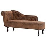 vidaXL Chaiselongue Recamiere Couch Sofa Sessel Chaise Relaxliege Loungesofa Schlafsofa Liege Liegesessel Schlafcouch Bettsofa Braun Wildleder-Optik