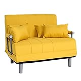 Mendler Schlafsessel HWC-K29, Klappsessel Schlafsofa Gästebett Relaxsessel, Liegefläche 186x97cm - Stoff/Textil gelb