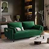 Yaheetech 2 Sitzer Sofa, Loveseat, Sofa mit 2 Kissen und Armlehnen, Moderne Couch Sofa aus Samtstoff, 2er Couch Loungesofa, Bequemes Sofa für Wohnzimmer, Schlafzimmer, Grün